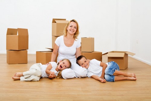 Furniture and boxes prepared for relocation