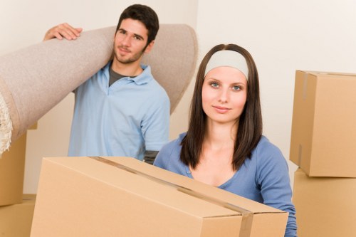 Packed household boxes ready for a same-day move in Stockwell